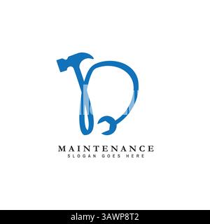 Letter D House Maintenance Logo. Buchstabe D Symbol für Gebäudekonstruktion Stock Vektor
