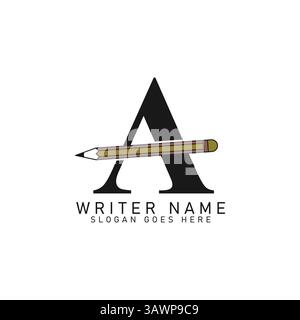 Design mit Bleistift-Logo. Buchstabe A Bleistiftsymbol Stock Vektor