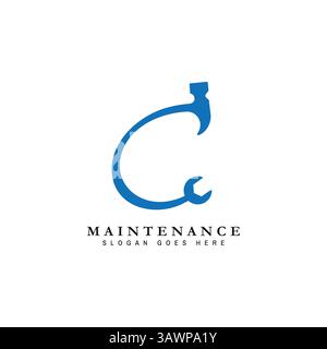 Buchstabe C House Maintenance Logo. Buchstabe C Symbol für Gebäudekonstruktion Stock Vektor