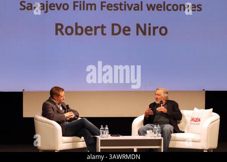 13. August 2016: Sarajevo, Bosna i HercegHerzegovina: ROBERT DE NIRO, US-amerikanischer Schauspieler, Regisseur, Produzent und zweifacher Oscar-Gewinner, spricht auf einem Sarajevo Film Festival-Event namens „Coffee with“. Sarajevos Filmfestival ist das größte in Südosteuropa und wurde 1995 während der Belagerung von Sarajevo gegründet. (Bild: © Armin Durgut via ZUMA Wire) Stockfoto