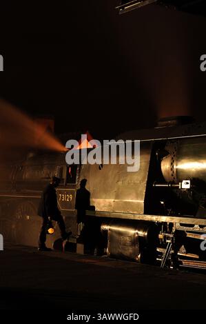 'Duchess of Sutherland' und '73129' bei Swanwick Junction. Stockfoto