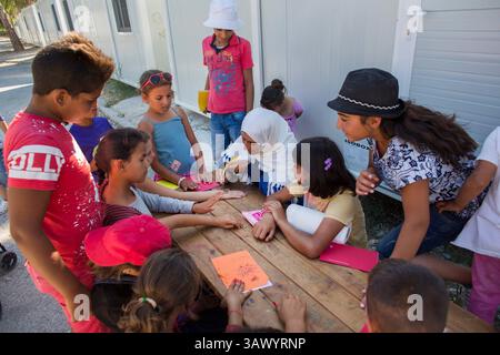 6. Juli 2016 - Moria, Lesbos, Griechenland - Kinderaktivitäten im Flüchtlingslager Kara Tebe, wo 1000 syrische Flüchtlinge untergebracht sind. (Bild: © Ton Koene via ZUMA Wire) Stockfoto
