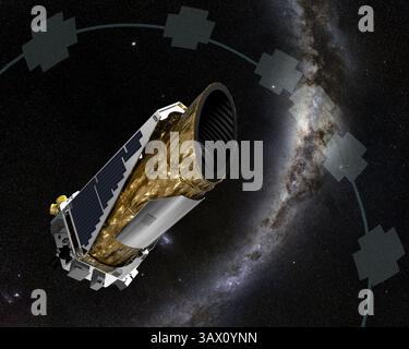 10. Mai 2016 - nur redaktionelle Verwendung... NASA-Planetenjäger, das Kepler-Weltraumteleskop. Kepler-Mission der NASA hat 1.284 neue Planeten verifiziert - 10. Mai 2016. Kepler-Mission der NASA hat 1.284 neue Planeten verifiziert? Der bisher größte Fund von Planeten... ? Diese Ankündigung verdoppelt mehr als die Anzahl bestätigter Planeten von Kepler? Sagte Ellen Stofan, Chefwissenschaftlerin am NASA-Hauptquartier in Washington. ? Das gibt uns Hoffnung, dass wir irgendwo draußen, um einen Stern wie unseren, irgendwann eine andere Erde entdecken können. Die Analyse wurde am Kepler-Weltraumteleskop im Juli 201 durchgeführt Stockfoto