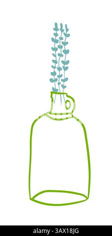 Blume in einer Linie in einer Vase. Handzeichnung. Nicht AI, Vektorillustration Stock Vektor