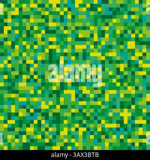 Pixelquadrat. Grüne gelbe Textur. Digitaler nahtloser Hintergrund. Vektor-Kachel-Oberfläche. Stock Vektor