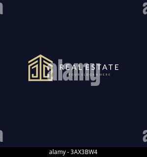 Letter JC mit einfachem Home Icon Logo Design, kreatives Logo Design für Hypotheken Immobilien Vektor Grafik Stock Vektor
