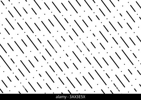 Regen Hintergrund. Diagonale chaotische Linien und Punkte. Abstrakte, minimalistische gestrichelte Textur. Regenwetterdruck. Hintergrundbild mit Herbstmotiv. Einfaches geometrisches Muster. Vektorgrafik. Stock Vektor