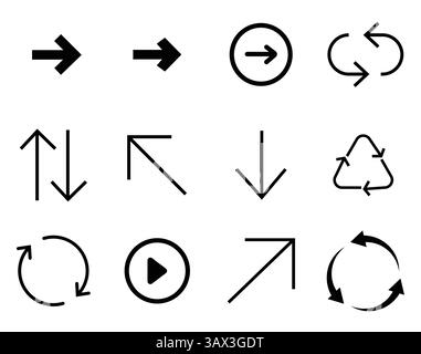Pfeilsymbole für Grafikdesigner. Vektorabbildung Stock Vektor