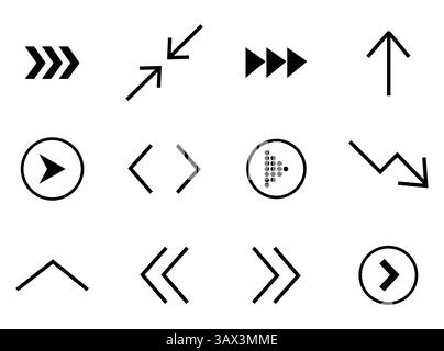 Pfeilsymbole für Grafikdesigner. Vektorabbildung Stock Vektor