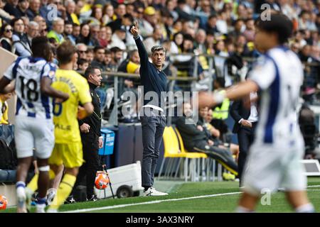 Vila-Real, Spanien. April 2025. Imanol Alguacil (Sociedad) Fußball/Fußball : spanisches Spiel "LaLiga EA Sports" zwischen Villarreal CF 2-2 Real Sociedad im Estadio de la Ceramica in Vila-Real, Spanien. Quelle: Mutsu Kawamori/AFLO/Alamy Live News Stockfoto