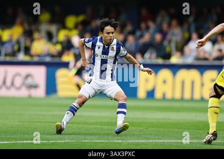 Vila-Real, Spanien. April 2025. Takefusa Kubo (Sociedad) Fußball/Fußball : spanisches Spiel "LaLiga EA Sports" zwischen Villarreal CF 2-2 Real Sociedad im Estadio de la Ceramica in Vila-Real, Spanien . Quelle: Mutsu Kawamori/AFLO/Alamy Live News Stockfoto
