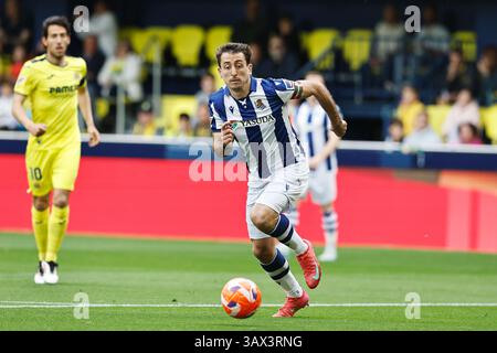 Vila-Real, Spanien. April 2025. Mikel Oyarzabal (Sociedad) Fußball/Fußball : spanisches Spiel "LaLiga EA Sports" zwischen Villarreal CF 2-2 Real Sociedad im Estadio de la Ceramica in Vila-Real, Spanien. Quelle: Mutsu Kawamori/AFLO/Alamy Live News Stockfoto