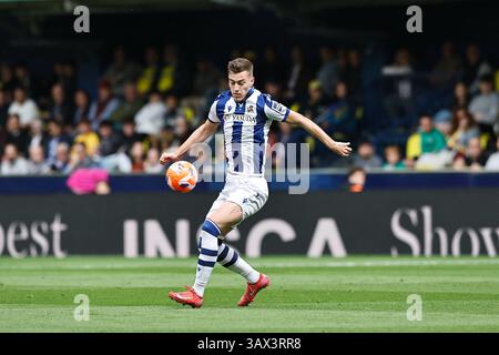 Vila-Real, Spanien. April 2025. Luka Sucic (Sociedad) Fußball/Fußball : spanisches Spiel "LaLiga EA Sports" zwischen Villarreal CF 2-2 Real Sociedad im Estadio de la Ceramica in Vila-Real, Spanien. Quelle: Mutsu Kawamori/AFLO/Alamy Live News Stockfoto