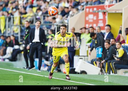 Vila-Real, Spanien. April 2025. Kiko Femenia (Villarreal) Fußball/Fußball : spanisches Spiel "LaLiga EA Sports" zwischen Villarreal CF 2-2 Real Sociedad im Estadio de la Ceramica in Vila-Real, Spanien. Quelle: Mutsu Kawamori/AFLO/Alamy Live News Stockfoto