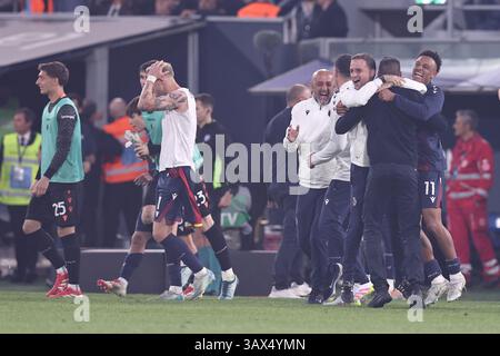 Letzte Freude (Bologna) ;während des italienischen Spiels der Serie A zwischen Bologna 1 und 0 Inter im Renato Dall'Ara Stadion am 20. April 2025 in Bologna, Italien. Stockfoto