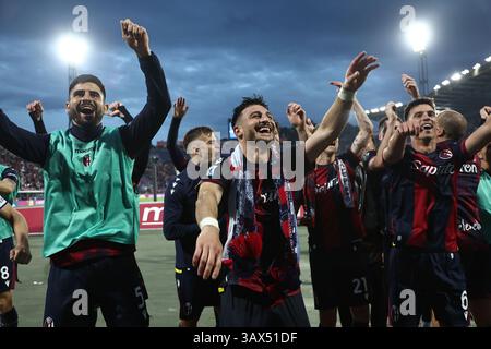 Letzte Freude (Bologna) ;während des italienischen Spiels der Serie A zwischen Bologna 1 und 0 Inter im Renato Dall'Ara Stadion am 20. April 2025 in Bologna, Italien. Stockfoto