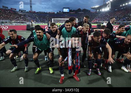 Letzte Freude (Bologna) ;während des italienischen Spiels der Serie A zwischen Bologna 1 und 0 Inter im Renato Dall'Ara Stadion am 20. April 2025 in Bologna, Italien. Stockfoto