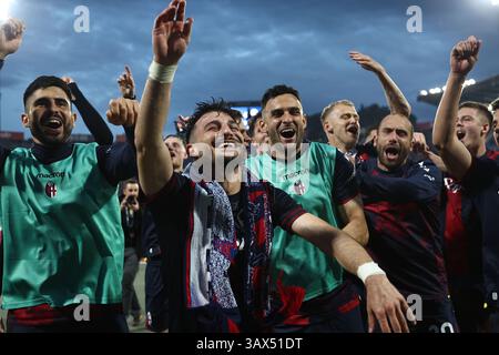 Letzte Freude (Bologna) ;während des italienischen Spiels der Serie A zwischen Bologna 1 und 0 Inter im Renato Dall'Ara Stadion am 20. April 2025 in Bologna, Italien. Stockfoto