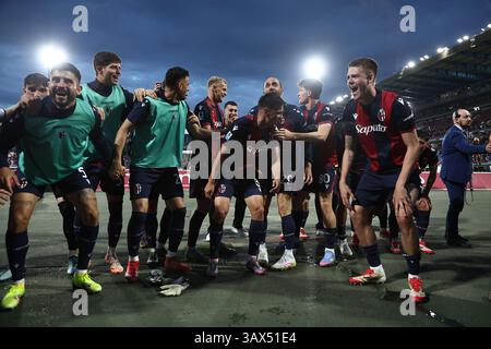Letzte Freude (Bologna) ;während des italienischen Spiels der Serie A zwischen Bologna 1 und 0 Inter im Renato Dall'Ara Stadion am 20. April 2025 in Bologna, Italien. Stockfoto