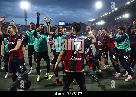 Letzte Freude (Bologna) ;während des italienischen Spiels der Serie A zwischen Bologna 1 und 0 Inter im Renato Dall'Ara Stadion am 20. April 2025 in Bologna, Italien. Stockfoto