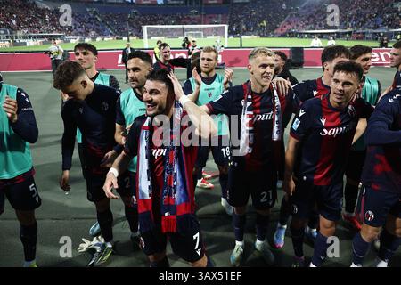 Letzte Freude (Bologna) ;während des italienischen Spiels der Serie A zwischen Bologna 1 und 0 Inter im Renato Dall'Ara Stadion am 20. April 2025 in Bologna, Italien. Stockfoto