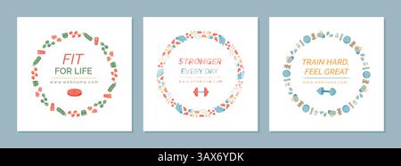 Bannerset Mit Rahmen Für Sportausrüstung Stock Vektor