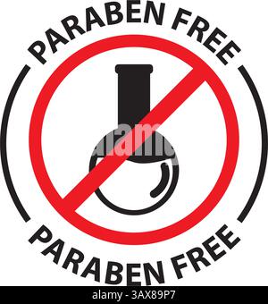 'Parabenfrei'-Markierung oder Symbolvektor in flacher Ausführung isoliert. „Parabenfrei“-Kennzeichnung für Designelement der Produktverpackung. Einfaches Symbol für „Paraben frei“ Stock Vektor