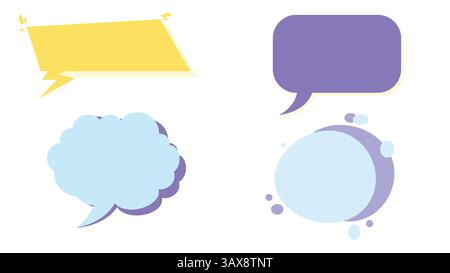 Bunte flache Sprechblasen für Comic-, Chat- und Nachrichtendesign Stock Vektor