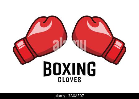 Eine grafische Darstellung eines Paares leuchtend roter Boxhandschuhe für den Einsatz im Kampfsport. Stock Vektor