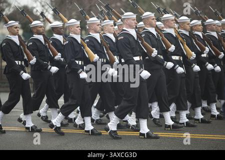 20. Januar 2017: Washington, District of Columbia, U.. S - Militäreinheiten marschieren bei der Eröffnungsparade vom US-Kapitol, Freitag, 20. Januar 2017, in Washington, D.C. (Kreditbild: © Prensa Internacional Via ZUMA Wire) Stockfoto