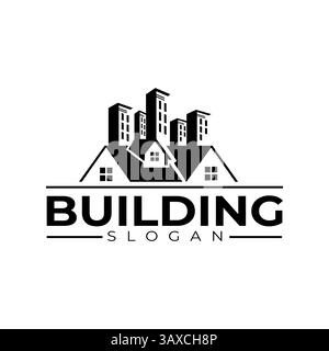 Vektorlogos mit Häusern, Apartments, Stadtgebäuden und Skylines. Perfekt für Immobilien-Branding, Stadtentwicklung, Architektur oder Konsum Stock Vektor