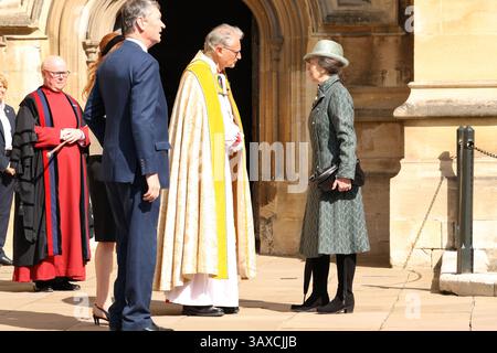 London, Großbritannien. April 2025. WINDSOR, ENGLAND – 20. APRIL: Vizeadmiral Sir Tim Laurence, Prinzessin Anne, Prinzessin Royal beim Ostergottesdienst in der St. George's Chapel am 20. April 2025 in Windsor, England. CAP/GOL Credit: GOL/Capital Pictures Credit: Capital Pictures/Alamy Live News Stockfoto
