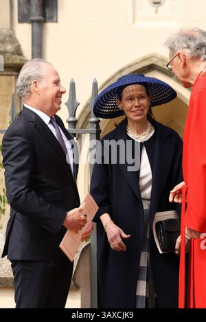 London, Großbritannien. April 2025. WINDSOR, ENGLAND – 20. APRIL: David Armstrong-Jones, 2. Earl of Snowdon, Lady Sarah Chatto beim Ostergottesdienst in der St George's Chapel am 20. April 2025 in Windsor, England. CAP/GOL Credit: GOL/Capital Pictures Credit: Capital Pictures/Alamy Live News Stockfoto