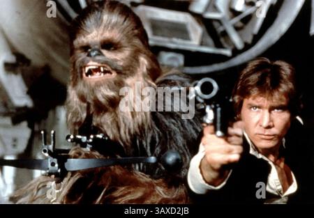 STAR WARS; RÜCKKEHR DES JEDI 198320th Century Fox-Films mit Harrison Ford als Han Solo und Peter Mayhew als Chewbacca Stockfoto