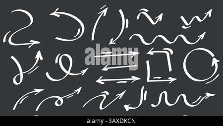 Linie Kind Bleistift Farbe Pinsel Hand gezeichnet Kreide Vektor Element Set. Textur Pinsel Kreidestrich Kinderherz, Stern, Pfeilelement handgezeichnet Skizze Scribble Stock Vektor