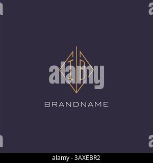 Initial Letter IB Logo Monogramm mit Diamant Rautenmuster Design Ideen Vektorgrafik Stock Vektor