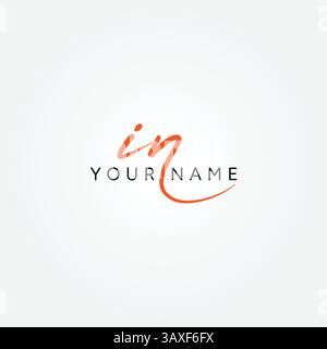 IN handgeschriebenem Signature-Logo – Vektor-Logo-Vorlage für Beauty, Fashion und Fotografie-Unternehmen Stock Vektor
