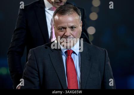 Der britische Geschäftsmann und politische Geldgeber Arron Banks stand während der Wahlkampagne Reform partyÕs vor Ort und Bürgermeister in der Utilita Arena in Birmingham. Stockfoto