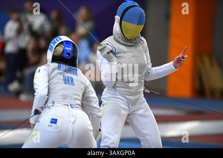 Kiew, Ukraine. April 2025. Kiew, Ukraine 19. April 2025 Sveta Sopit während der ukrainischen Fechten Meisterschaft 2025 in Kiew, Ukraine (KUBANOV PAVLO UKR/SPP) Credit: SPP Sport Press Photo. /Alamy Live News Stockfoto