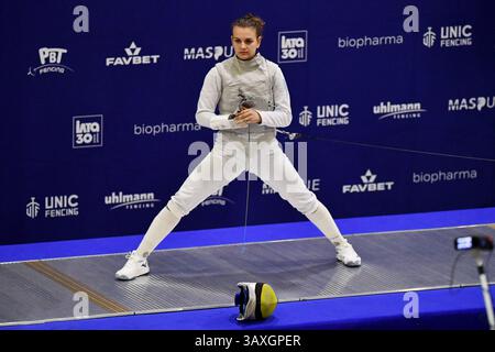 Kiew, Ukraine. April 2025. Kiew, Ukraine 19. April 2025 Kristinaaaa Petrova während der ukrainischen Fechten Meisterschaft 2025 in Kiew, Ukraine (KUBANOV PAVLO UKR/SPP) Credit: SPP Sport Press Photo. /Alamy Live News Stockfoto