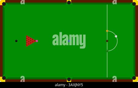 Snooker-Billardtisch mit Leinen und Bälle Stock Vektor