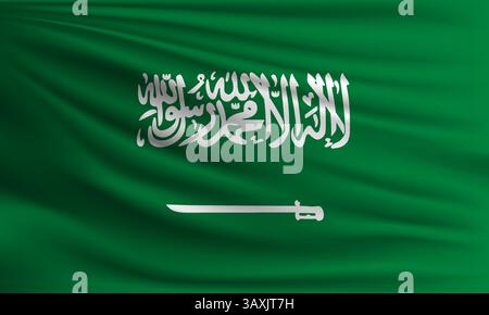Vektorflagge von Saudi-Arabien winkende Nahaufnahmebildschirm Stock Vektor
