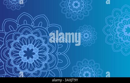 Herrlicher Mandala-Hintergrund aus Menthol-Türkis mit einem Farbverlauf in Blau Stock Vektor