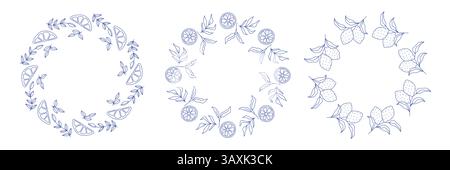 Zitronen quadratischer und kreisrunder Rahmen Stock Vektor