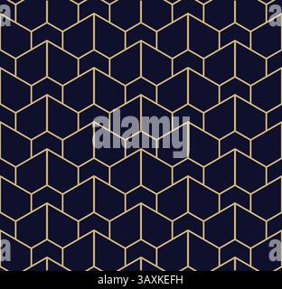 Abstrakte geometrische Muster mit Linien. Die nahtlose Vektor Hintergrund. Blau Schwarz und Gold Textur Stock Vektor