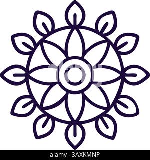 Indische Blume Circular Mandala Blütenblatt Symmetrische Botanische Heilige Ornament Vektor Stock Vektor