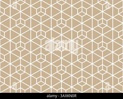 Abstraktes geometrisches Muster mit Linien, Streifen. Ein nahtloser Vektorhintergrund. Beige und weiße Grafik. Stock Vektor