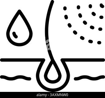 Haarpflegelinie Symbol, Verlustbehandlung, Feuchtigkeit spenden und anwenden Kreatin, gesunde Wurzeln, Serum für Follikel, mit trockenem Shampoo. Konturvektorzeichen für Stock Vektor