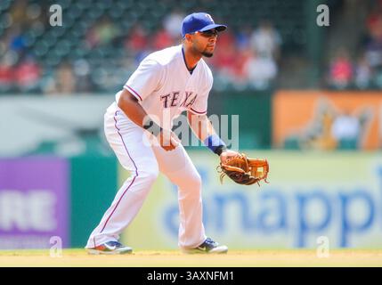 31. August 2016: Texas Rangers Shortstop Elvis Andrus #1 während eines MLB-Spiels zwischen den Seattle Mariners und den Texas Rangers im Globe Life Park in Arlington, TX Texas besiegte Seattle14-1, Albert Pena/CSM(Credit Image: &Copy; Albert Pena/Cal Sport Media via ZUMA Wire) Stockfoto