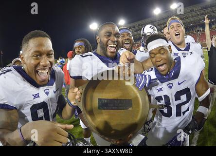 23. September 2016: Dallas, TX, USA – Texas Christian Horned Frogs feiert am Freitag, 23. September 2016, im Gerald J. Ford Stadium in Dallas den Sieg gegen Southern Methodist mit 33-3. (Kreditbild: © Max Faulkner/TNS via ZUMA Wire) Stockfoto